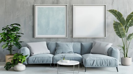 Modern interior design with frame mockup
