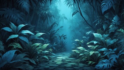 Obraz premium blue jungle foliage abstract background design