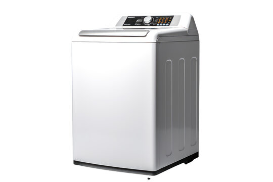 top-loading washing machine with a sleek, modern design and a large capacity, isolated on a white background