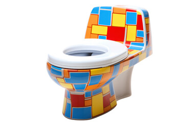 toilet with a unique design, like a geometric shape or a fun pattern, isolated on a white background
