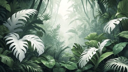 white jungle foliage abstract background design