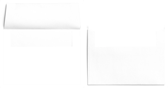Blank White Envelope with Open Flap Set