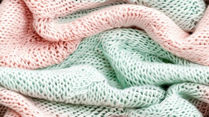 Fototapeta premium A close-up shot of a knit fabric with vertical stripes of pink and blue. The texture of the knit is prominent, and the colors are vibrant SEAMLESS PATTERN