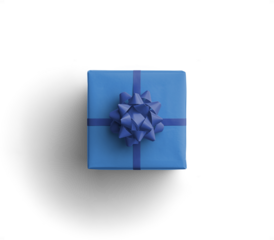 Blue Gift Box with Blue Ribbon and Bow