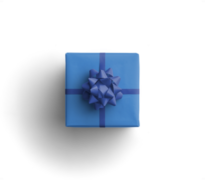 Blue Gift Box with Blue Ribbon and Bow