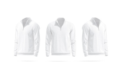 Blank white quarter zip sweater mockup, front and side view © Alexandr Bognat