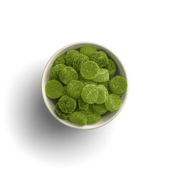 Bowl of Green Sugary Jelly Tots