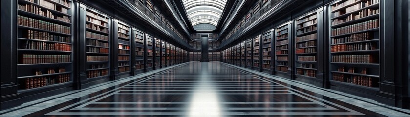 Fototapeta premium A beautifully restored library showcasing inherited historical texts, soft ambient light, photorealistic, intricate details, cultural rebirth