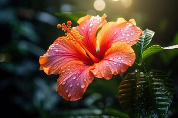 Rainforest flower hibiscus petal.