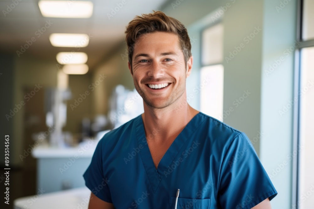 Canvas Prints Male nurse smiling adult stethoscope.