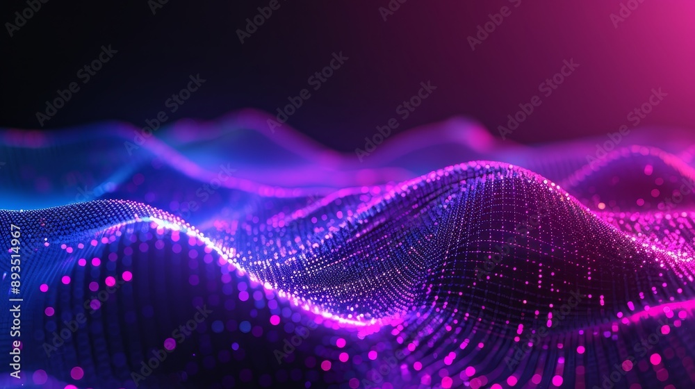Aufkleber an abstract dots pattern on a dark background. a colored music wave. a big data digital code. a tech
