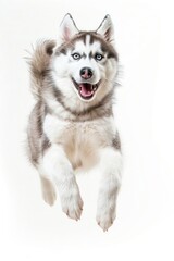 Obraz premium Energetic husky dog jumping joyfully