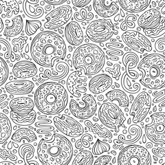 Cartoon cute doodles Donuts seamless pattern