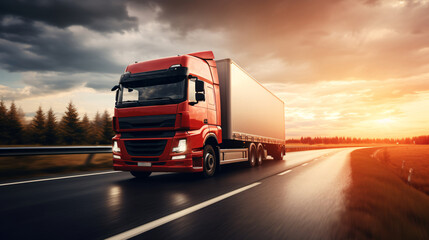 a red truck on a road