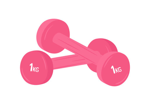 pink dumbbells, 1kg weight, fitness equipment clip art preview