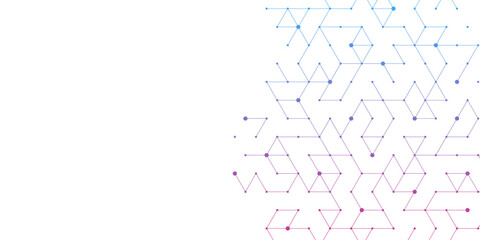 Technology abstract background lines, dots and hexagons. Hexagonal digital concept for poster, banner, header, footer