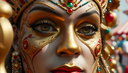 Fototapeta premium woman with painted face at brazilian carnival