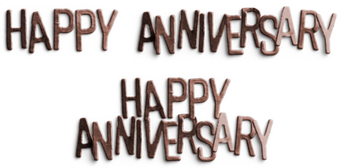 Copper Metallic Happy Anniversary Text