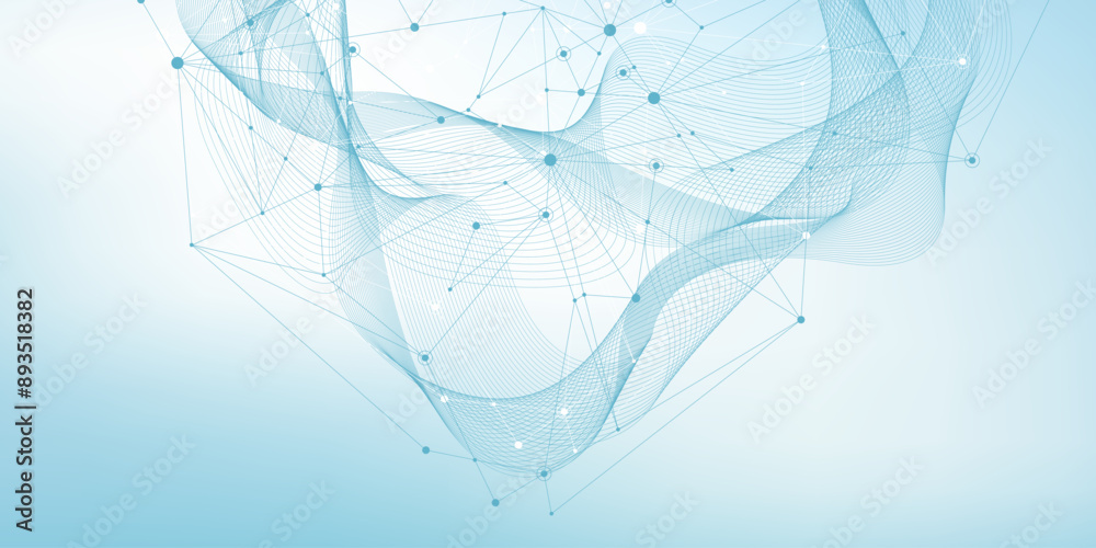 Aufkleber Global network connection concept. Big data visualization. Social network communication in the global computer networks. Internet technology. Business. Science. Vector illustration