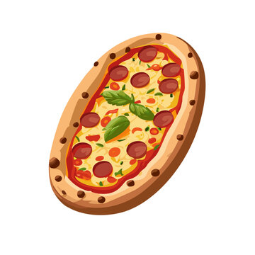 Gourmet Pepperoni Flatbread Pizza Vector Illustration