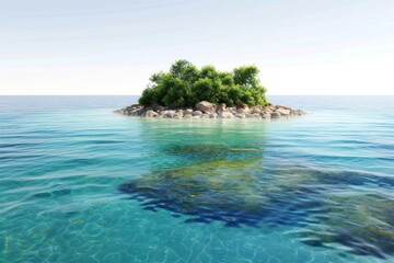 Fototapeta premium Island among clear ocean nature landscape outdoors.