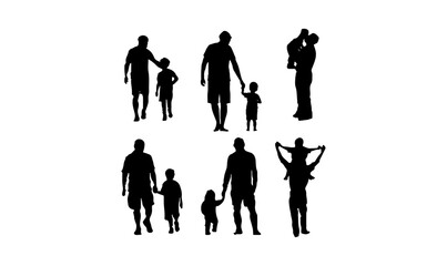 happy Father's Day, father and son, silhouette, children, child, father, boy, silhouette, silhouettes, art, vector, illustration, design, black,