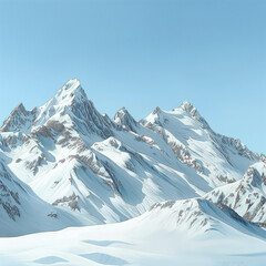 Fototapeta premium A snowy mountain range with a clear blue sky