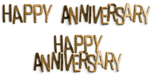 Gold Metallic Happy Anniversary Text