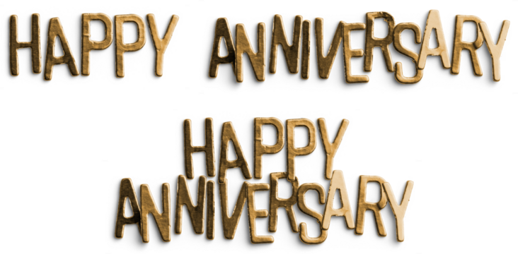 Gold Metallic Happy Anniversary Text - Powered by Adobe