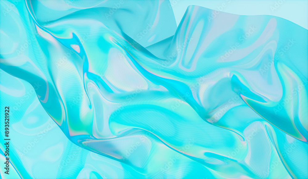 Aufkleber abstract 3d podium background with iridescent holographic fabric texture.