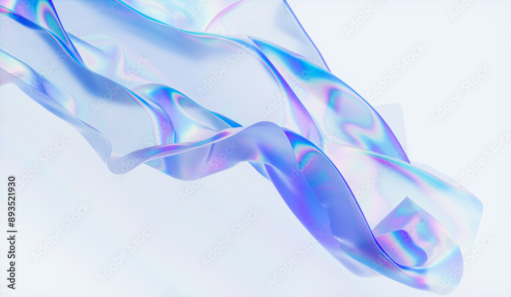 Aufkleber abstract 3d podium background with iridescent holographic fabric texture.