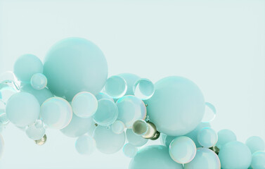 Abstract 3d podium background with luxury crystal geometric spheres.