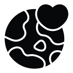 Simple Love The Earth glyph icon. The icon can be used for websites, print templates, presentation templates, illustrations, etc