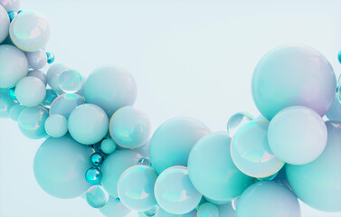 Abstract 3d podium background with luxury crystal geometric spheres.