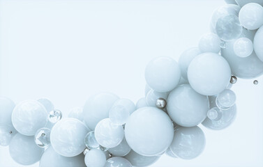 Abstract 3d podium background with luxury crystal geometric spheres.