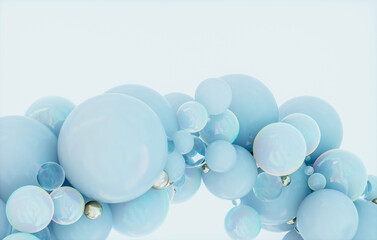 Abstract 3d podium background with luxury crystal geometric spheres.