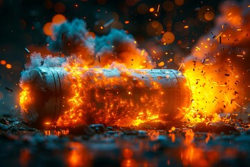 A fireball is burning on the ground.