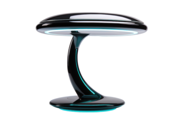 sleek, futuristic table lamp with a touch-sensitive control panel, isolated on white background.