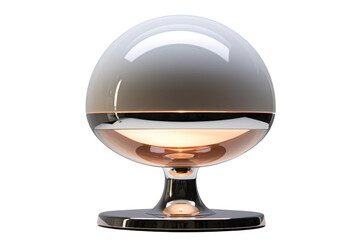 sleek, futuristic table lamp with a touch-sensitive control panel, isolated on white background.