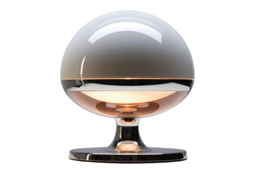 sleek, futuristic table lamp with a touch-sensitive control panel, isolated on white background.