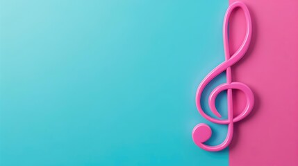 Obraz premium Treble clef integrated with flowing color gradients, stunning digital art in 3D, high-fidelity music visualization