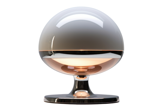 sleek, futuristic table lamp with a touch-sensitive control panel, isolated on white background.