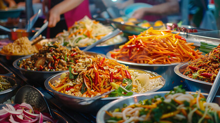 Delicious and Spicy Thai Street Food Variety on Display