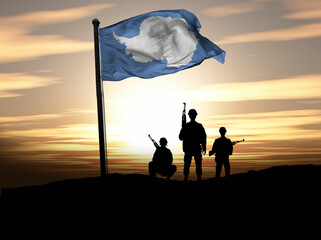 Antarctica Independence Day, Antarctica flag with soldiers. Photo Illustration