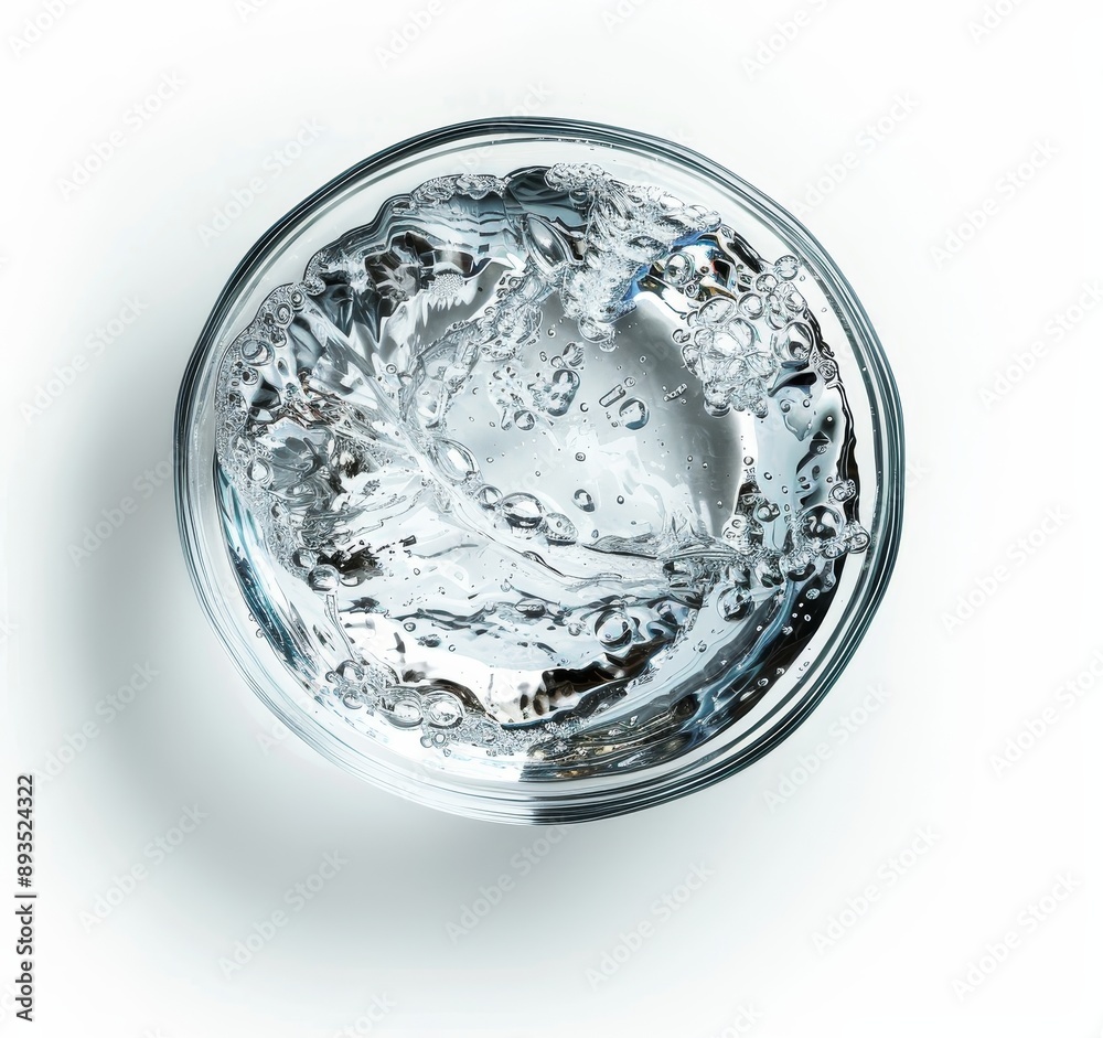 Wall mural isolated glass of water on white, top view, clipping