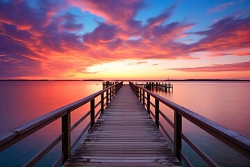 Obraz premium Sunset pier nature landscape outdoors.