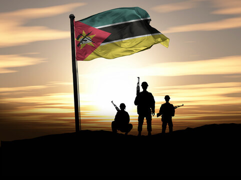Mozambique Independence Day, Mozambique flag with soldiers. Photo Illustration - Powered by Adobe