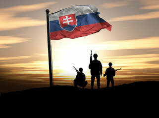 Slovakia Independence Day, Slovakia flag with soldiers. Photo Illustration