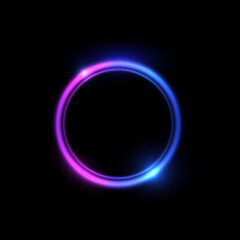 Neon glowing circle frame vector illustration