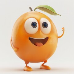 Cute 3D cartoon character of orange fruit